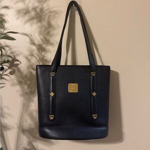 MCM Black Tote with Gold Accents
